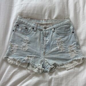Levi's Light Blue Distressed Denim Cutoff Shorts